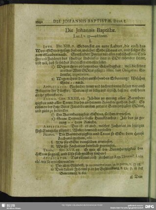 Die Johannis Baptistae. Luc. I. v. 57 - ad finem