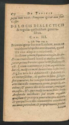 De Locis Dialecticis & regulis quibusadm generalibus. Cap. IIII.