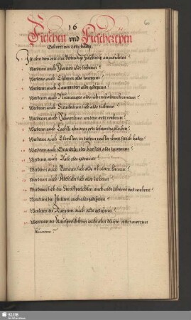 16. Fieschen vnd Fieschereyen : Gehoret ins Erste haws