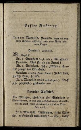 Erster Auftritt. - Sechzehnter und letzter Auftritt.
