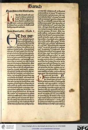 Incipit Baruch propheta. Capitulum I.