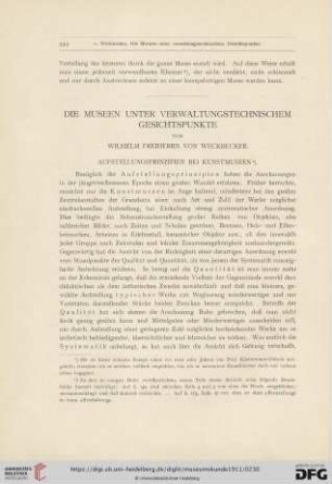 7: Die Museen unter verwaltungstechnischem Gesichtspunkte