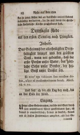 Dreyßigste Rede auf den ersten Sonntag nach Pfingsten.
