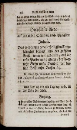 Dreyßigste Rede auf den ersten Sonntag nach Pfingsten.