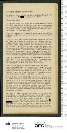 Beilage zum Programm 9. Monatsabschnitt 1948