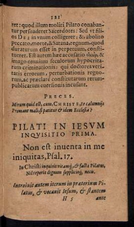Pilati In Iesum Inquisito Prima.