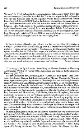 Hamburgische Spielkarten, Ausstellung im Altonaer Museum in Hamburg 7.November 1984 bis 10 Februar 1985, Ausstellung und Katalog von Bärbel Hedinger : Hamburg, 1984