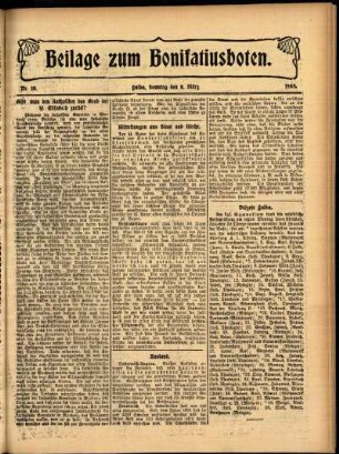 Zweite Ausgabe vom Sonntag, den 08. März 1908.