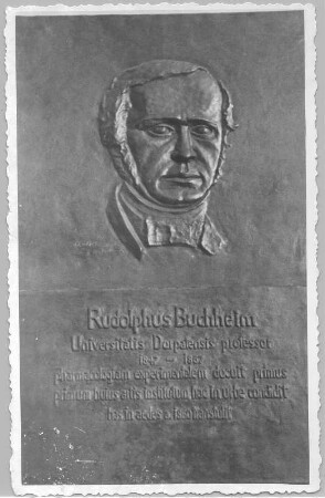 Porträtrelief für Rudolph Buchheim : Rudolphus Buchheim (Porträtrelief für Rudolph Buchheim). Bronze (1932; E. Richter). Dorpat, Universitätsgebäude