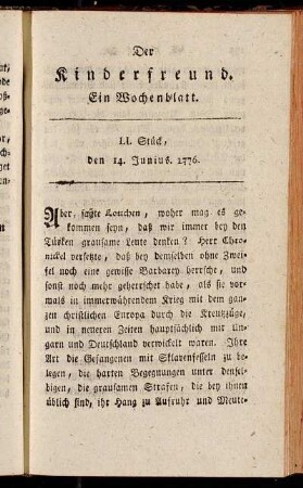 LI. Stück, den 14. Junius. 1776