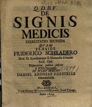 De Signis Medicis Exercitatio .... 2