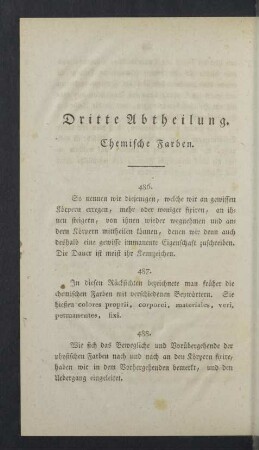 Dritte Abtheilung. Chemische Farben.