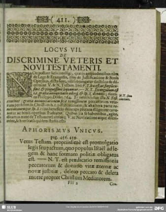 Locus VII. De Discrimine Veteris Et Novi Testamenti