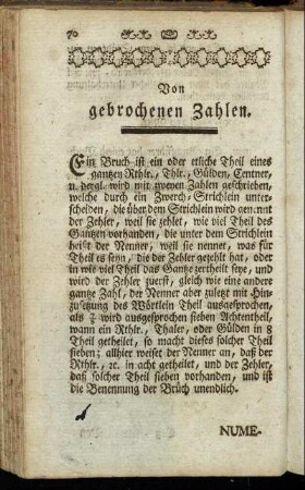 Von gebrochenen Zahlen.