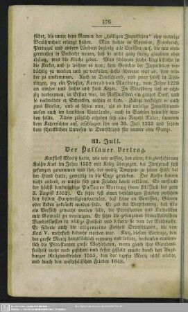 31. Juli. Der Passauer Vertrag