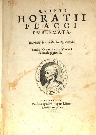 Qvinti Horatii Flacci Emblemata : imaginibus in æs incisis, notisq[ue] illustrata
