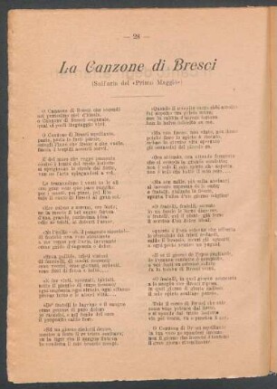 La Canzone di Bresci : (Sull'aria del "Primo Maggio")