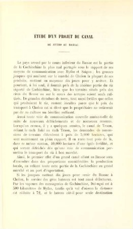 Étude d'un projet de canal de mytho au Bassac