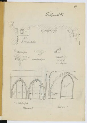 St. Nikolai, Pritzwalk: Schnitt, Details (aus: Skizzen- und Fotoalbum 28)
