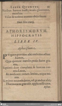 Liber IV. Aphorismus I.