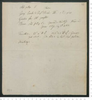 Bibliographische Notizen sowie Zeichnung