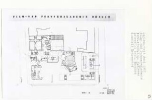 Film- und Fernsehakademie, Berlin-Charlottenburg (Diplomarbeit bei Bernhard Hermkes): Grundriss Erdgeschoss 1:200