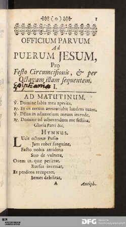 [Officium Parvum I. bis X.]
