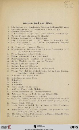 Juwelen, Gold und Silber (Nr. 1-45)