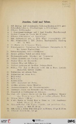 Juwelen, Gold und Silber (Nr. 1-45)