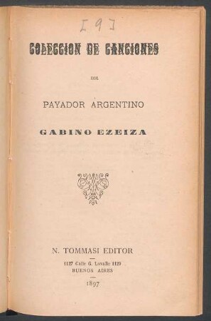 Colección de canciones del payador argentino Gabino Ezeiza