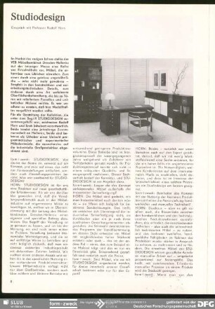 Studiodesign (Gespräch) : Handwerk – Kunsthandwerk – Formgestaltung