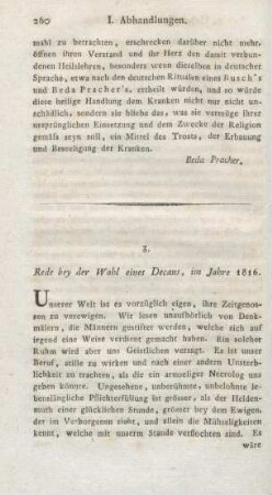 260-276 Rede bey der Wahl eines Decans, im Jahre 1816