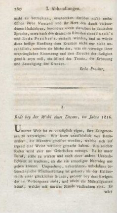 260-276 Rede bey der Wahl eines Decans, im Jahre 1816