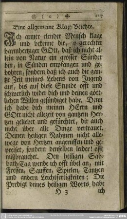 Eine allgemeine Klag-Beichte