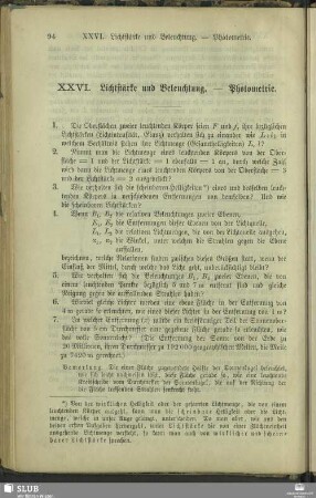 XXVI. Lichtstärke und Beleuchtung - Photometrie