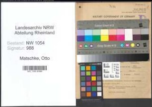 Entnazifizierung Otto Matschke , geb. 01.10.1895 (Steuersekretaer)