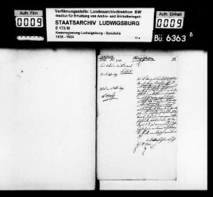 Kriegssachen, Oberamt Cannstatt
