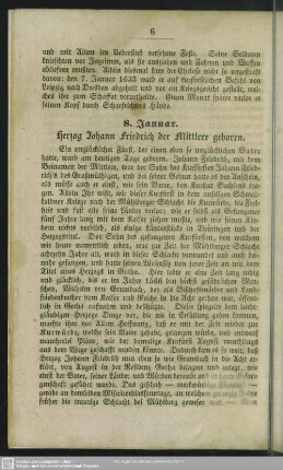 8. Januar. Herzog Johann Friedrich der Mittlere geboren