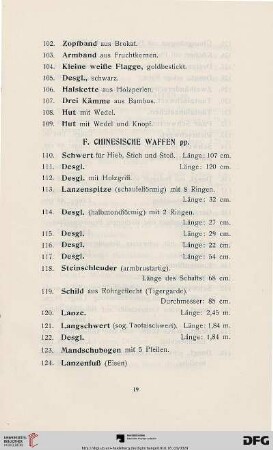 F. Chinesische Waffen pp. (Nr. 110-148)