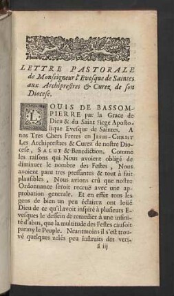 Lettre Pastorale