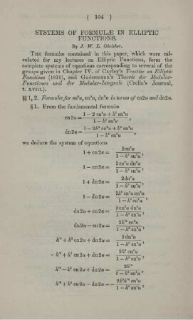 Systems of formulae in elliptic functions.