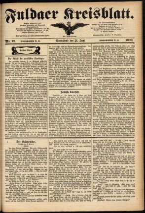 Erste Ausgabe vom Samstag, den 21. Juni 1902.