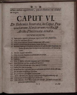 Caput VI. De Bohemia honorata, in Caput Provinciarum Slavicarum evecta, & Archi-Pincernatu ornata.