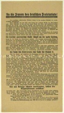Flugblatt der KPD zum Internationalen Frauentag 1923