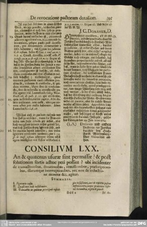 Consilium LXX. An & quatenus usurae sint permissae ? & post solutionem fortis adhuc peti possint? [...]