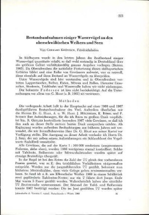 Bestandsaufnahmen einiger Vögel an den oberschwäbischen Weihern und Seen