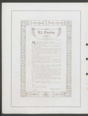 El poeta : Para "Anales"