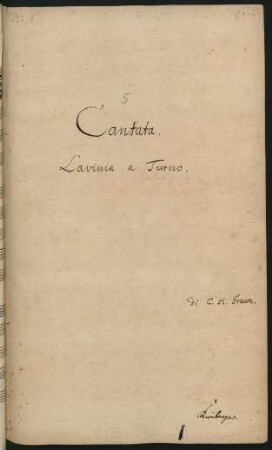 Lavinia a Turno; S, strings, bc; GraunWV B:III:23