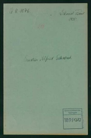 Promotionsverfahren von Alfred Schwab (1912-2002)