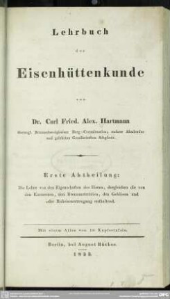 1: Lehrbuch der Eisenhüttenkunde